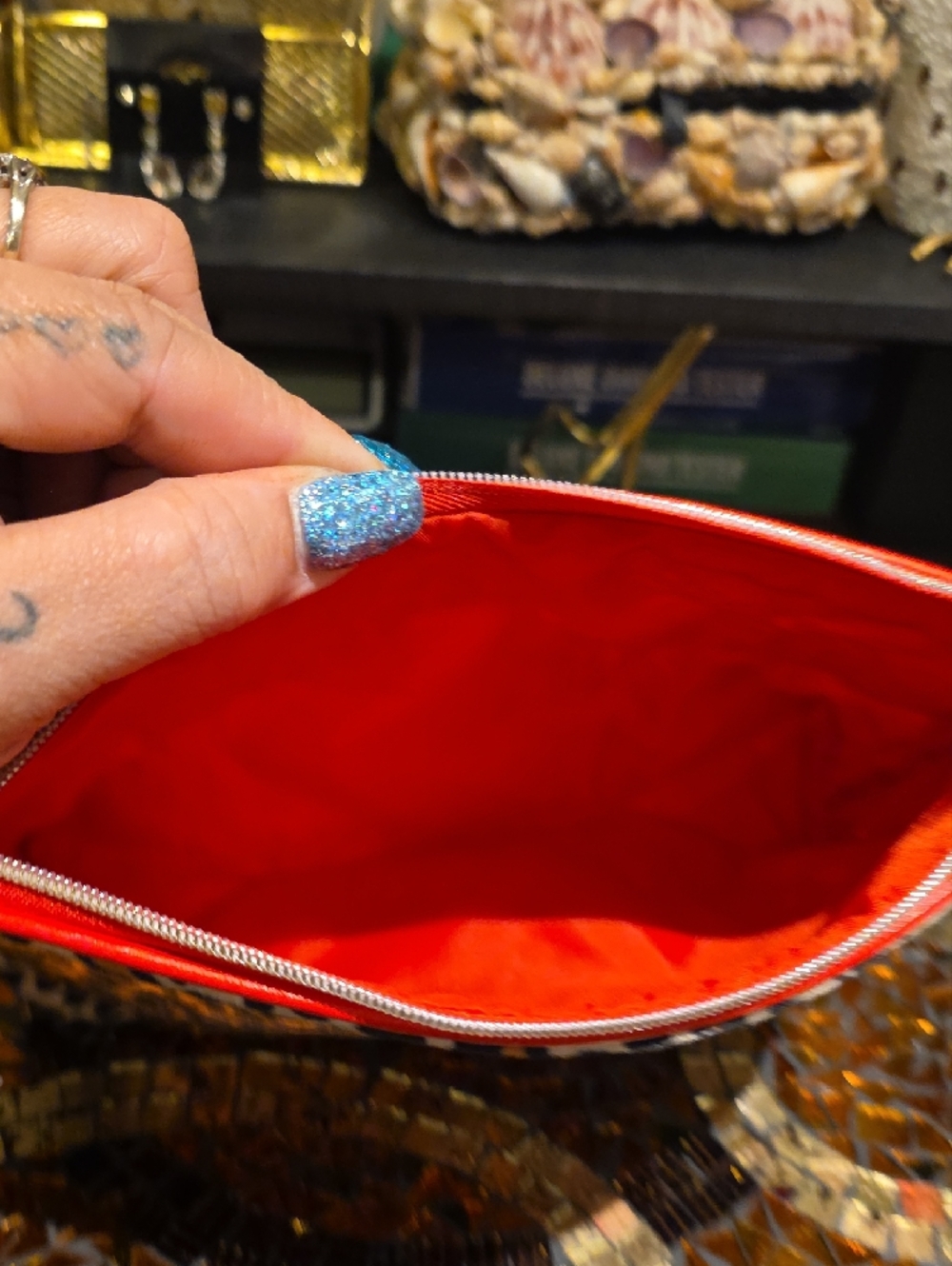 Estee Lauder Leopard Print Cosmetic Bag with Red Roses and Multicolor Butterfly - Picture 7 of 8